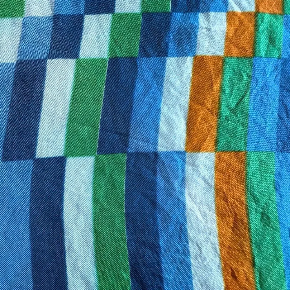 Vera Neumann Silk Scarf Blue Orange Geometric Design